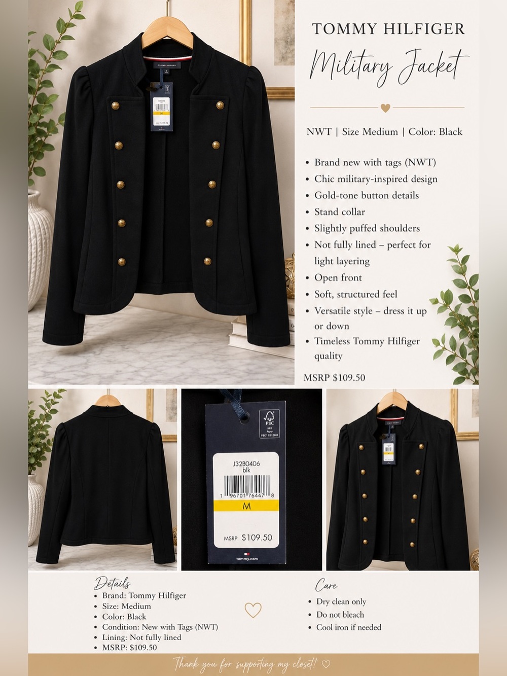 Tommy Hilfiger Military-Inspired Jacket
Size: Medium